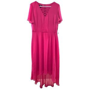 AGB Women's Size 12 Pink Flutter Sleeve High-Low Party Dress